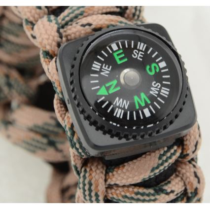 Multifunctional bracelet with compass and flint and steel beige
