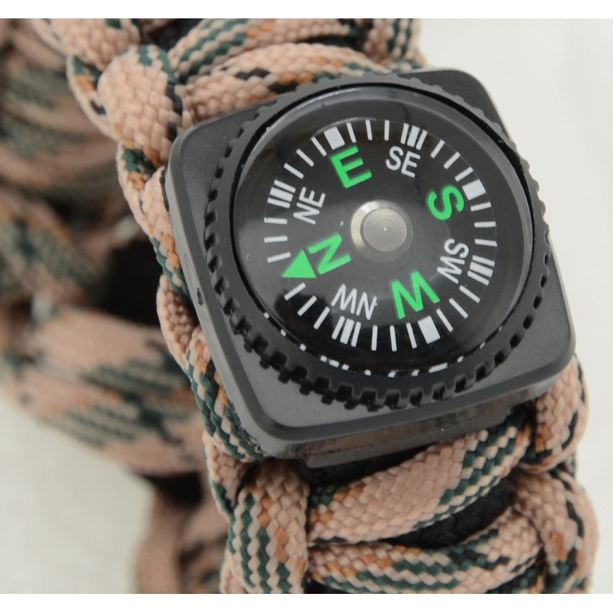 Multifunctional bracelet with compass and flint and steel beige