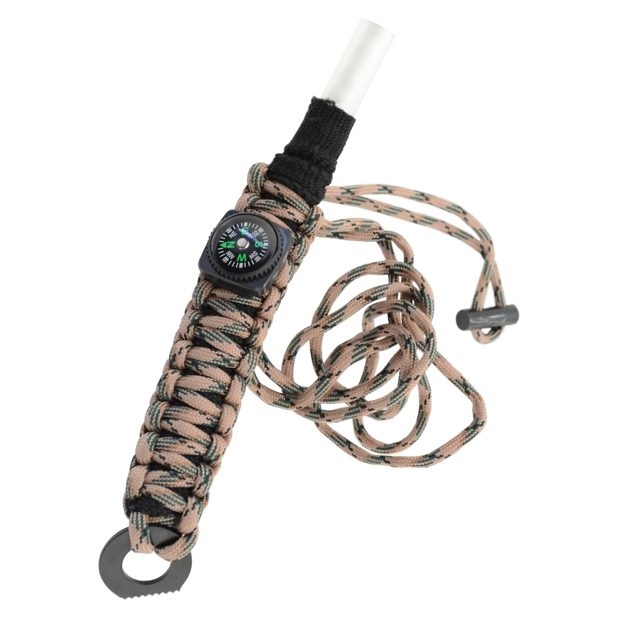 Multifunctional bracelet with compass and flint and steel beige