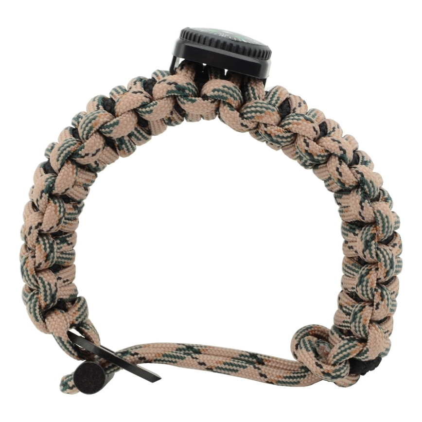 Multifunctional bracelet with compass and flint and steel beige