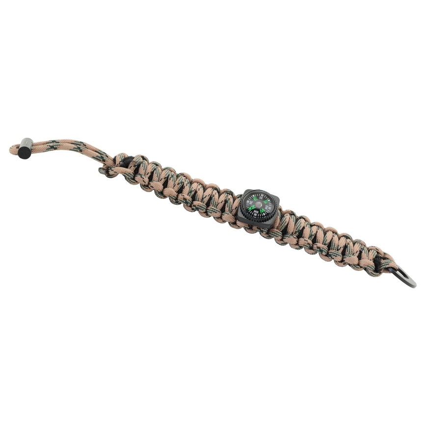 Multifunctional bracelet with compass and flint and steel beige