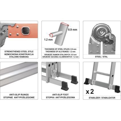 Multifunctional ladder 3,4 m