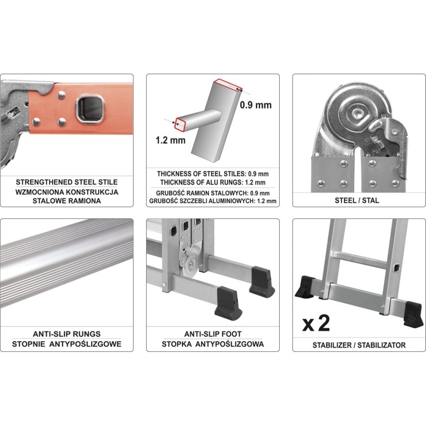 Multifunctional ladder 3,4 m