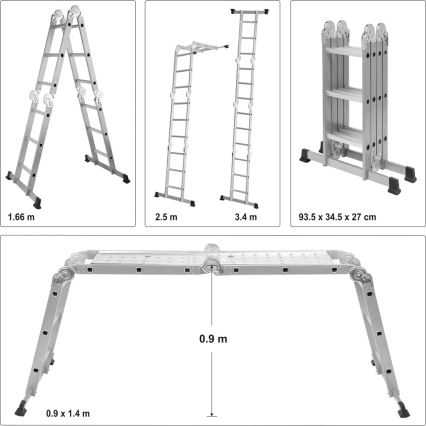 Multifunctional ladder 3,4 m