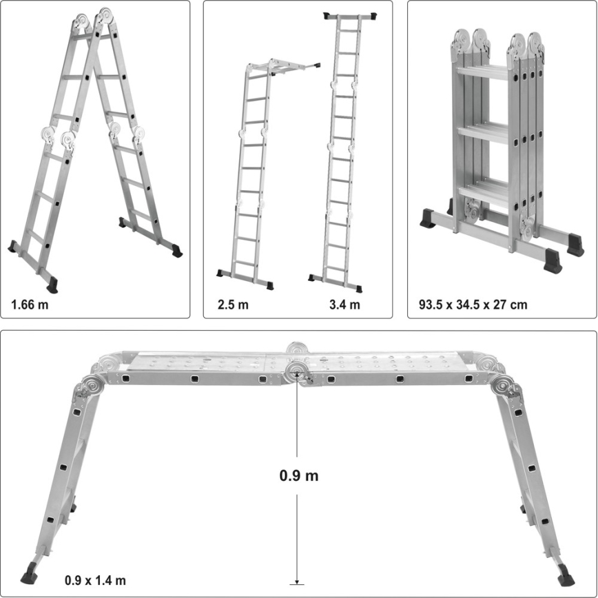 Multifunctional ladder 3,4 m