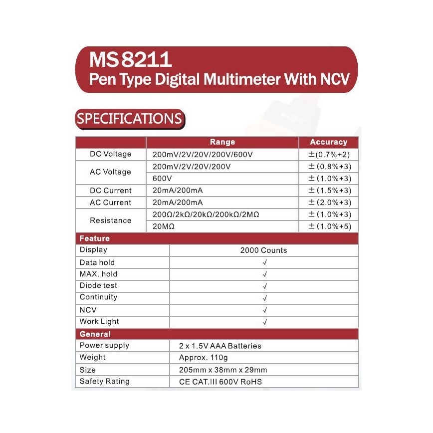 Multimeter 2xAAA