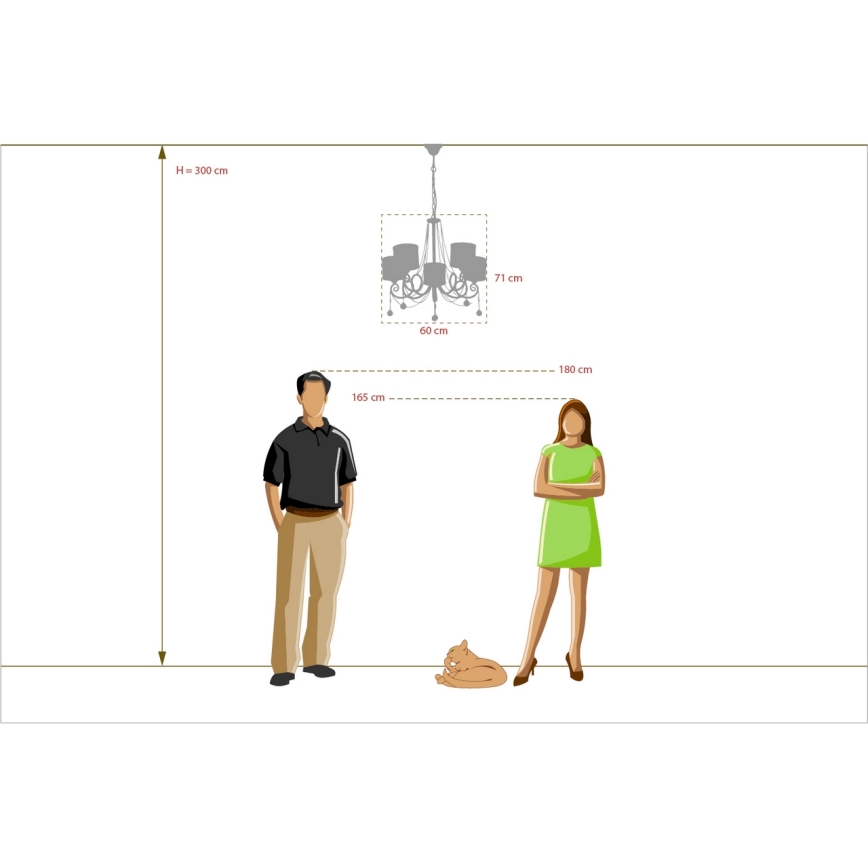 MW-LIGHT - Chandelier on a chain VITALINA 5xE14/40W/230V