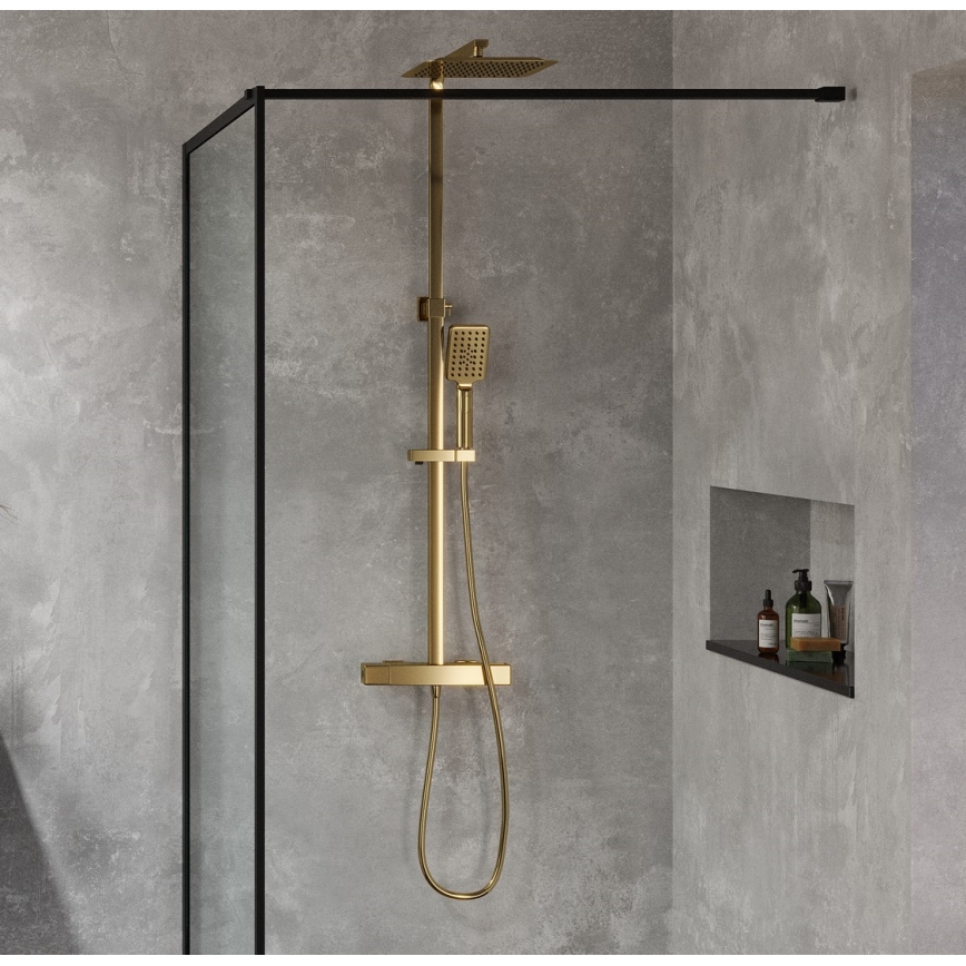NAESBY Brushed Brass Thermostatic Shower Set