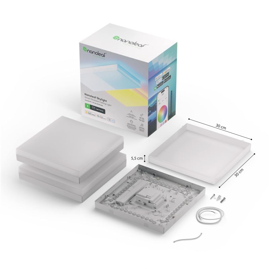 Nanoleaf - SET 3x RGBW Dimmable ceiling light SKYLIGHT 1xLED/18W/230V + 2xLED/16W/230V 2700-6500K Wi-Fi