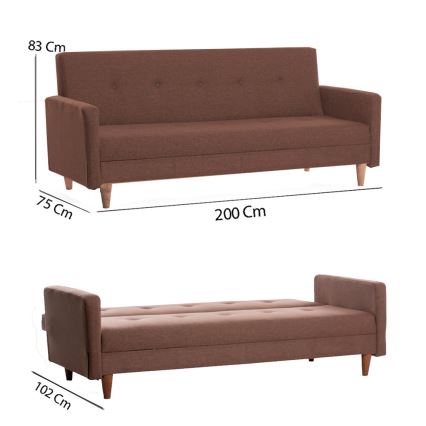 NARA Two-Seater Sofa, Brown