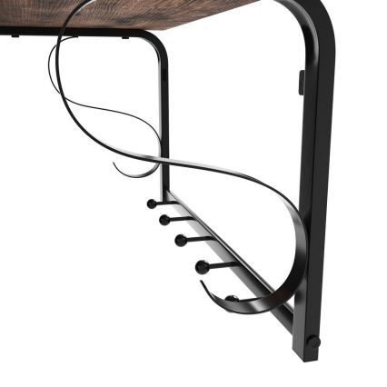 NATE Wall-Mounted Coat Rack with Shelf, Brown/Black
