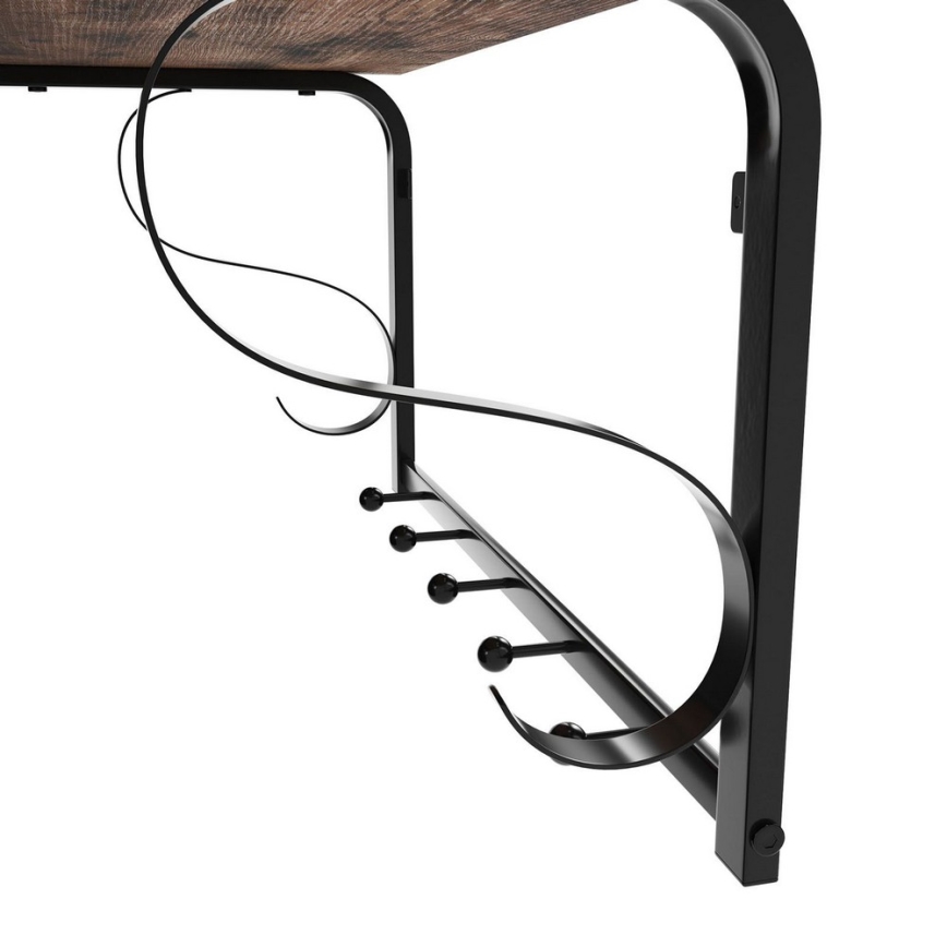 NATE Wall-Mounted Coat Rack with Shelf, Brown/Black