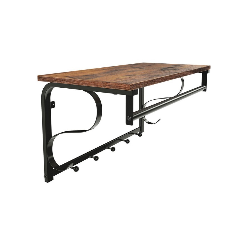 NATE Wall-Mounted Coat Rack with Shelf, Brown/Black