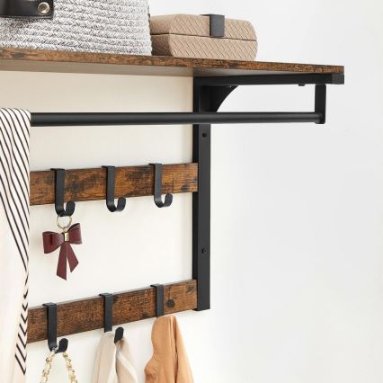 NATE Wall-Mounted Coat Rack with Shelf, Brown/Black