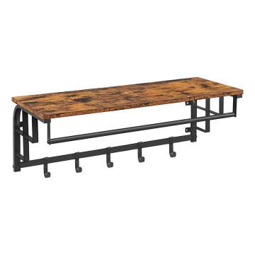 NATE Wall-Mounted Coat Rack with Shelf, Brown/Black