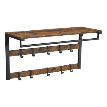 NATE wall-mounted coat rack with shelf, brown/black