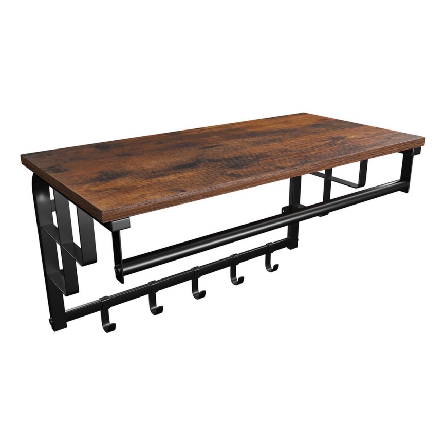 NATE Wall-Mounted Coat Rack with Shelf — Brown/Black