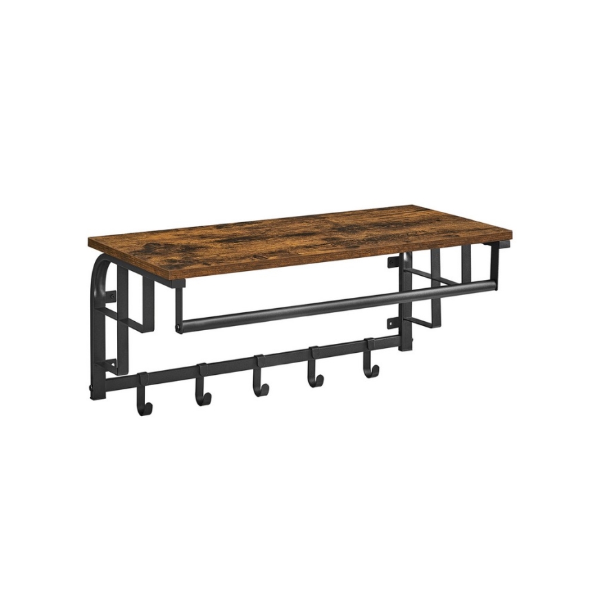 NATE Wall-Mounted Coat Rack with Shelf — Brown/Black