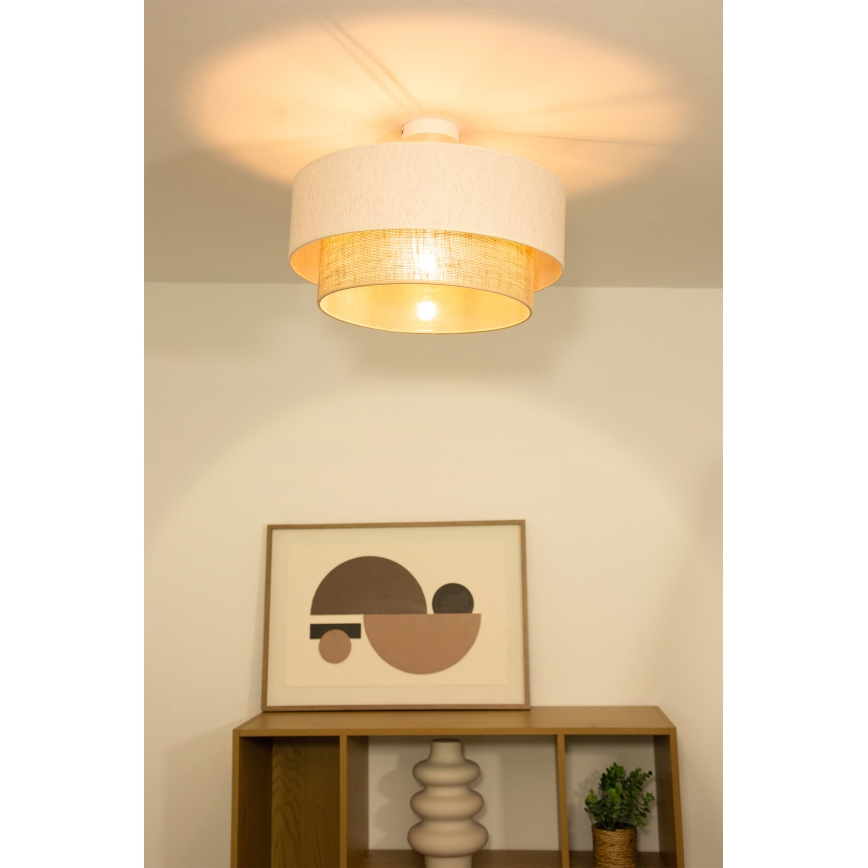 NATIA Flush-mount ceiling light 1xE27/60W/230V, diam. 45 cm, white/brown