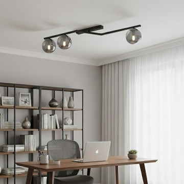 NATON Ceiling Light 3x E14/10W/230V Black/Smoked