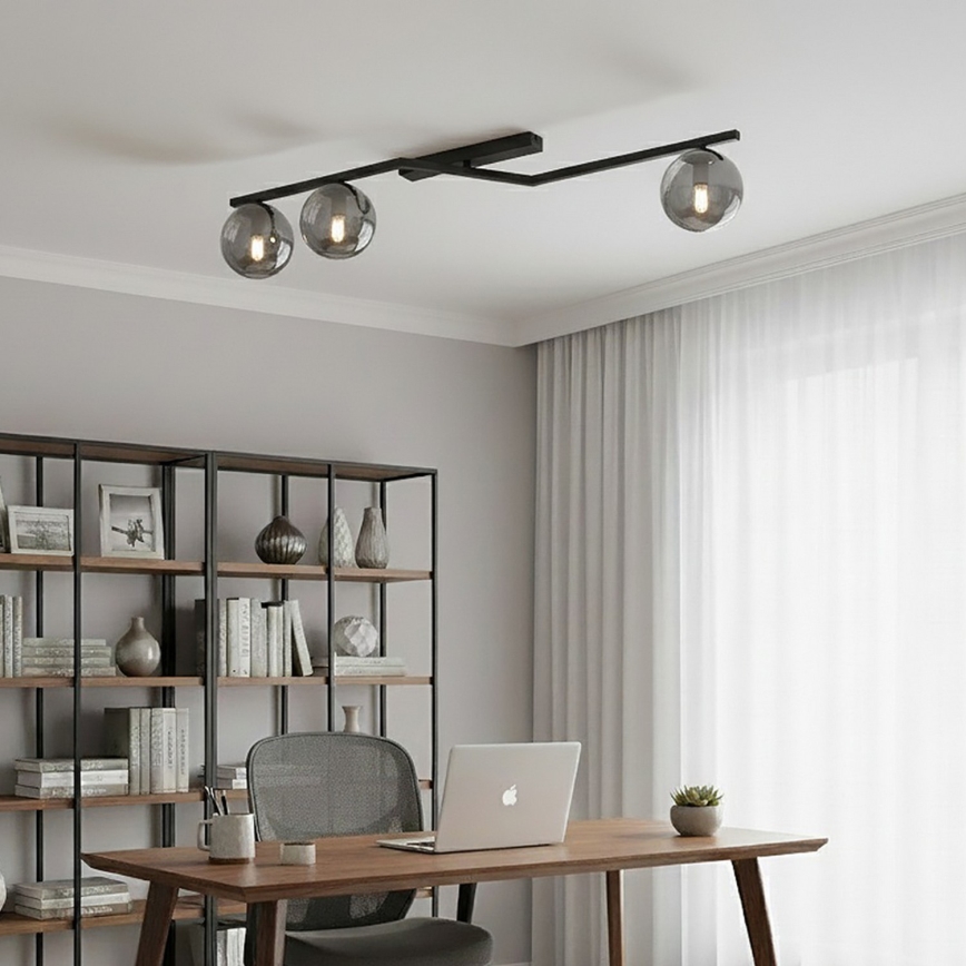 NATON Ceiling Light 3x E14/10W/230V Black/Smoked