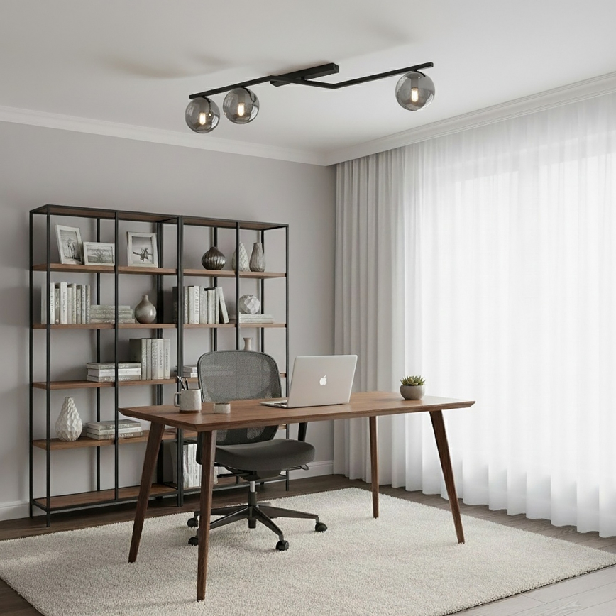 NATON Ceiling Light 3x E14/10W/230V Black/Smoked