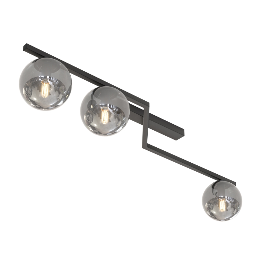 NATON Ceiling Light 3x E14/10W/230V Black/Smoked