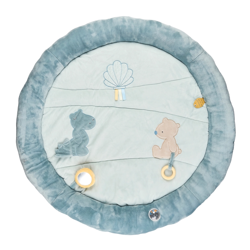 Nattou - Children's blanket for playing with a trapeze ROMEO, JULES & SALLY blue