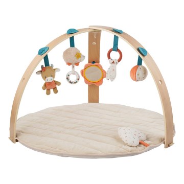 Nattou - Children's blanket for playing with a wooden trapeze MILA, ZOE & LANA