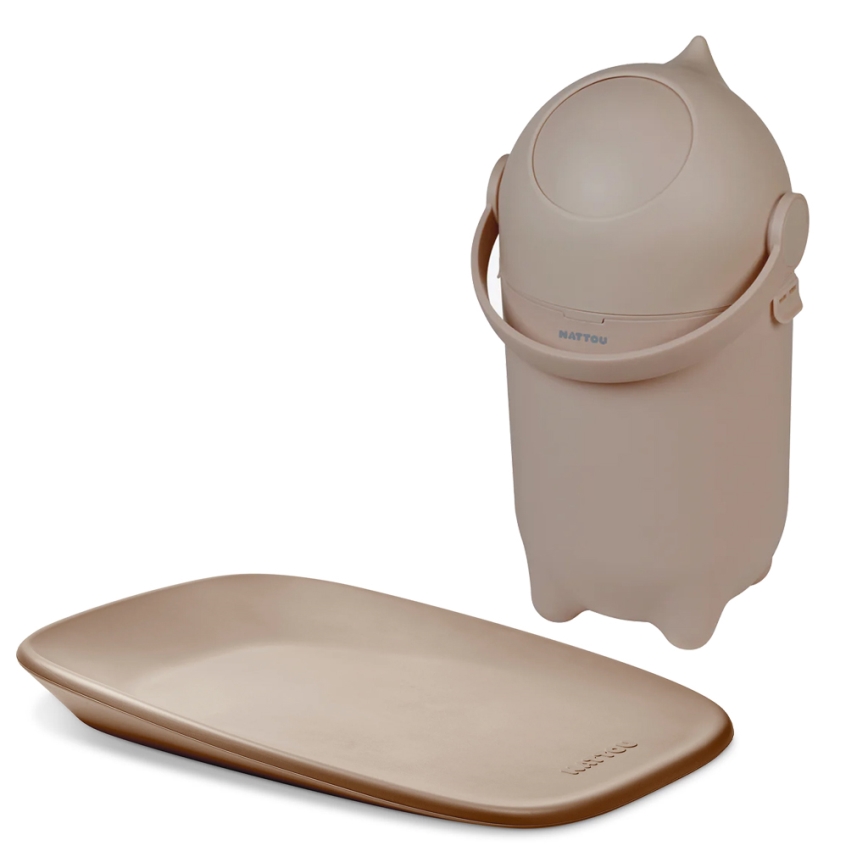 Nattou - Diaper Basket and SOFTY Changing Mat 50x70 cm, Brown