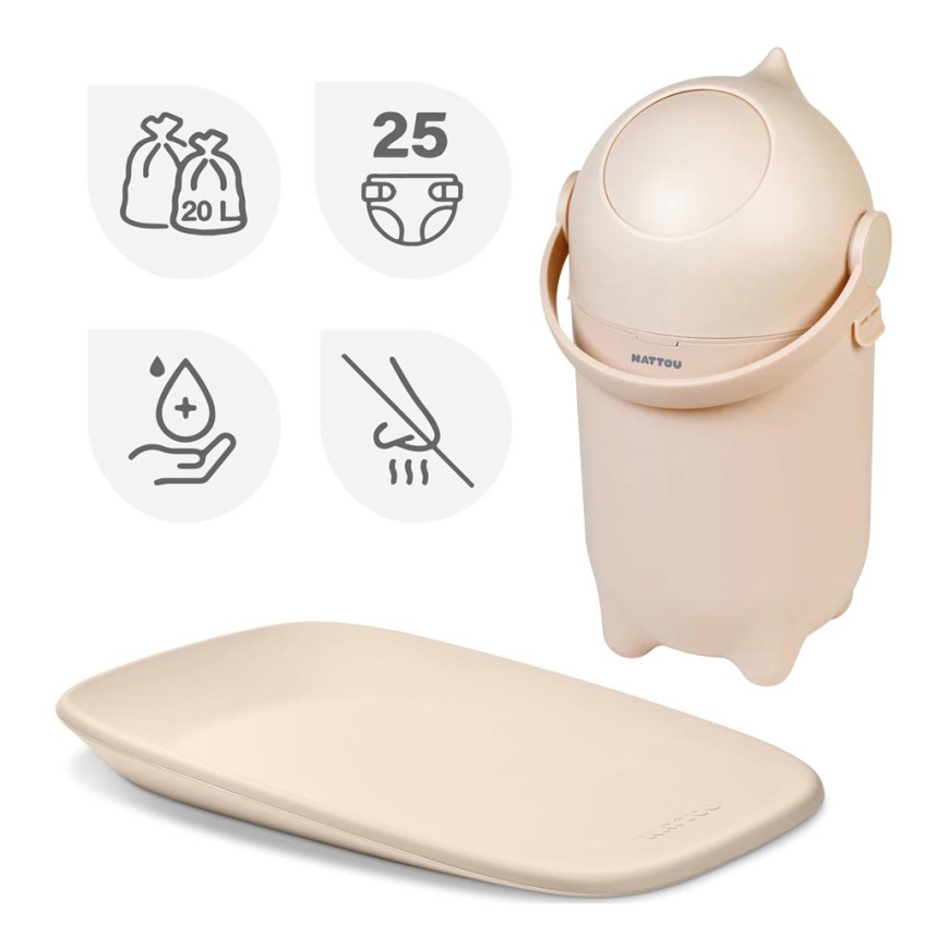 Nattou - Nappy bin and changing mat SOFTY 50x70 cm beige