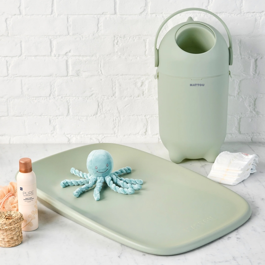 Nattou - Nappy bin and changing mat SOFTY 50x70 cm green