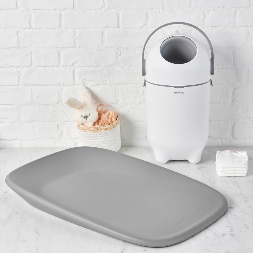 Nattou - Nappy bin and changing mat SOFTY 50x70 cm white/grey