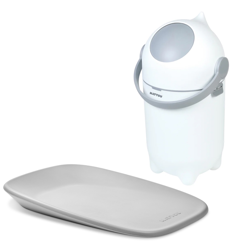 Nattou - Nappy bin and changing mat SOFTY 50x70 cm white/grey