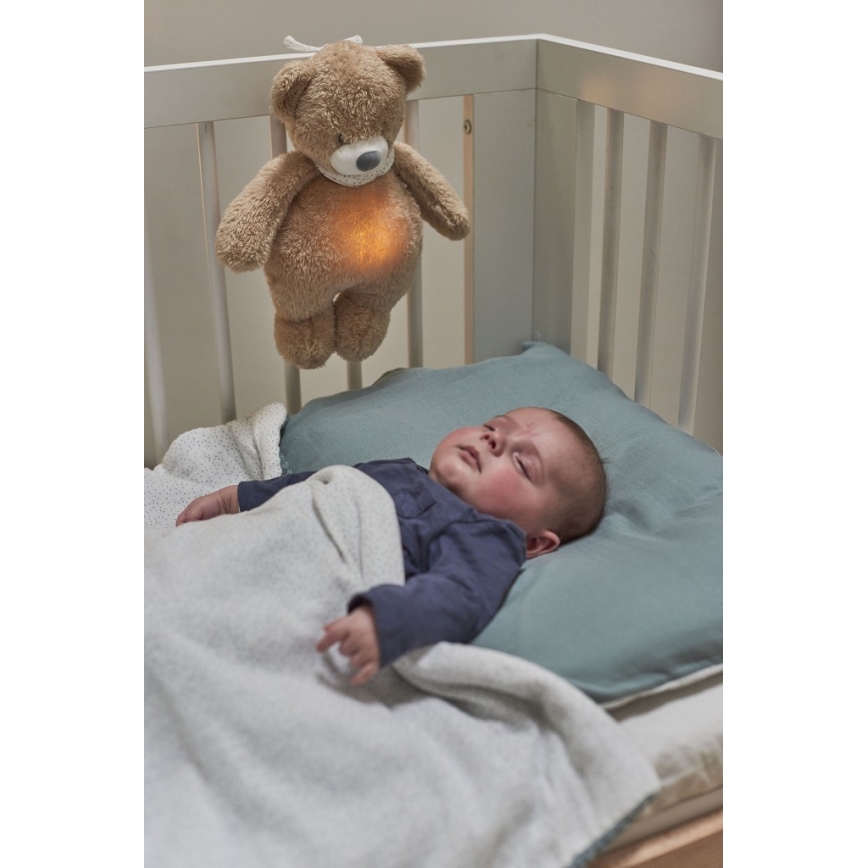 Nattou - Snuggle buddy with a melody and light SLEEPY BEAR 4in1 brown