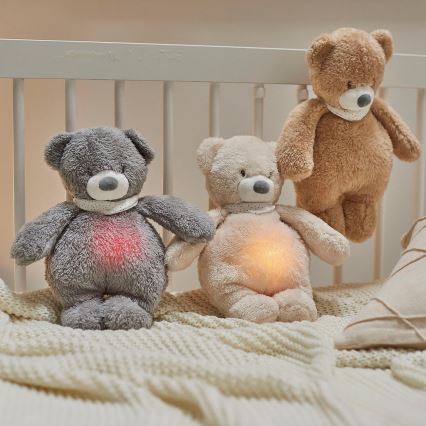Nattou - Snuggle buddy with a melody and light SLEEPY BEAR 4in1 brown