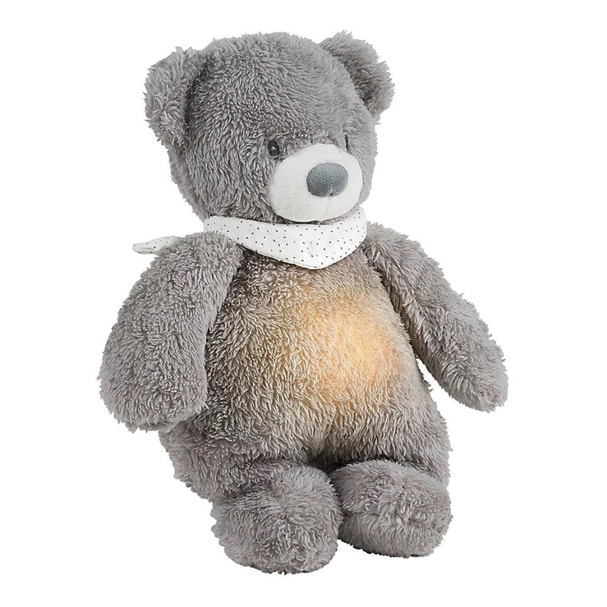 Nattou - Snuggle buddy with a melody and light SLEEPY BEAR 4in1 grey