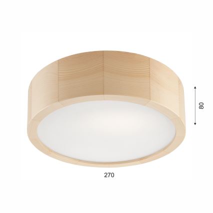 NATURAL Ceiling Light, 1x E27/60W/230V, Ø 27.5 cm, Pine
