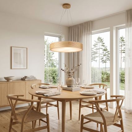 NATURAL MODERN Cable-Hung Pendant Lamp, 3×E27/15W/230V, Ø 47.5 cm, Pine