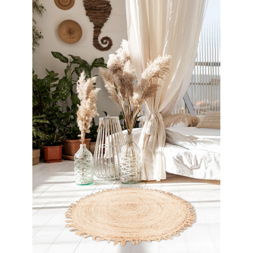 Natural Round Jute Rug JUTA, 100 cm – Beige