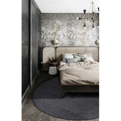 Natural round rug FIR WOOL 160 cm 2600 g/m2 anthracite