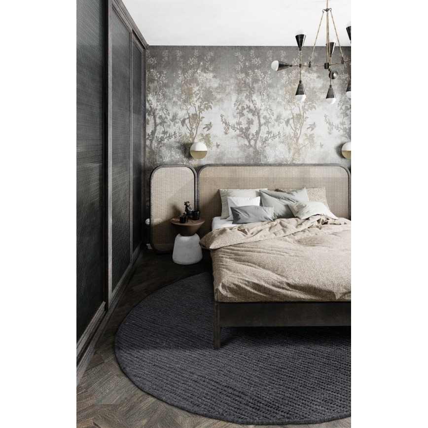 Natural round rug FIR WOOL 160 cm 2600 g/m2 anthracite