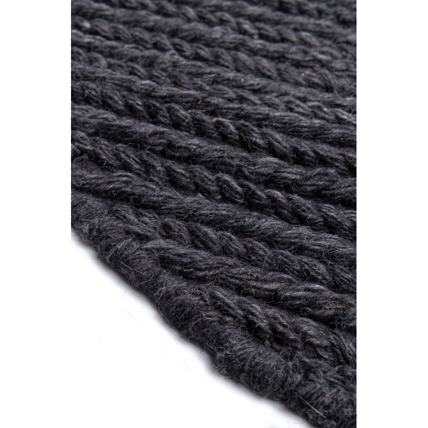 Natural round rug FIR WOOL 160 cm 2600 g/m2 anthracite
