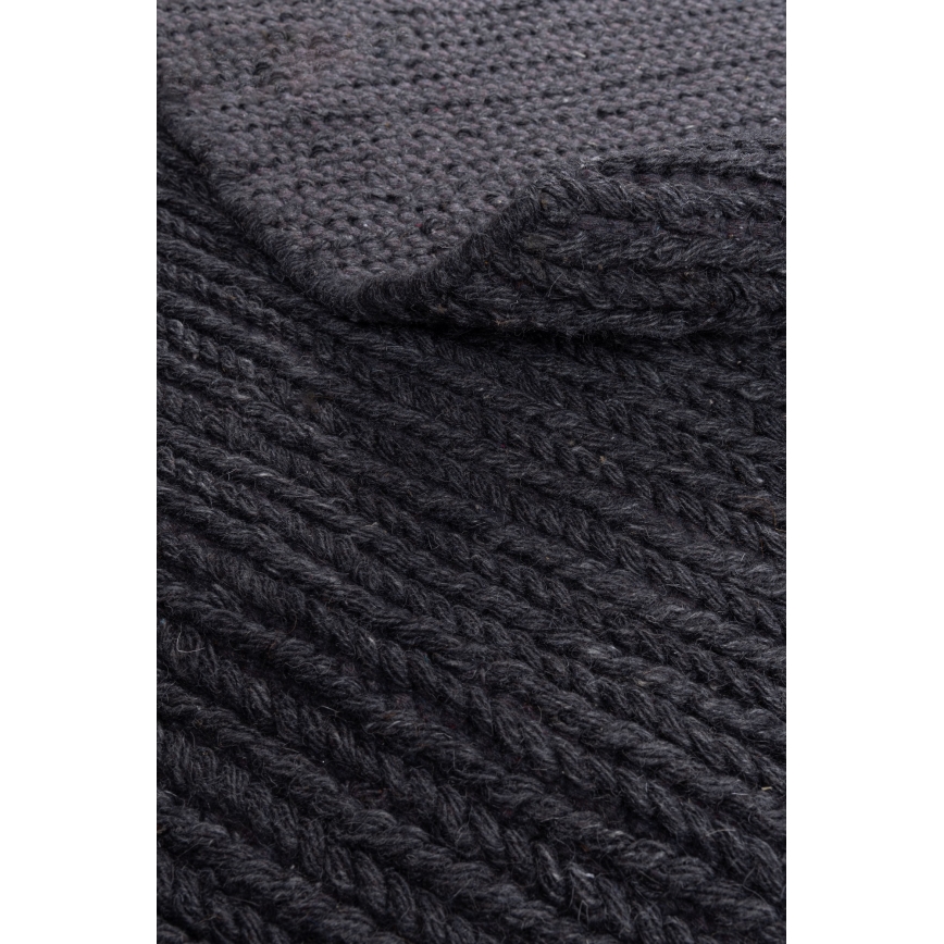 Natural round rug FIR WOOL 160 cm 2600 g/m2 anthracite