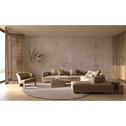 Natural round rug FIR WOOL 160 cm 2600 g/m2 beige