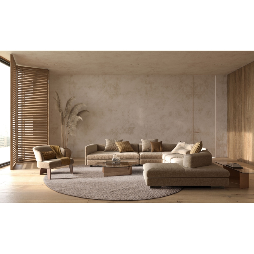 Natural round rug FIR WOOL 160 cm 2600 g/m2 beige