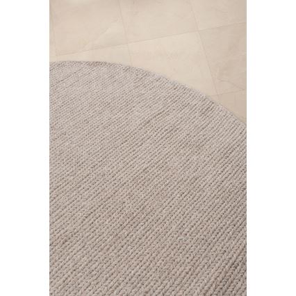 Natural round rug FIR WOOL 160 cm 2600 g/m2 beige