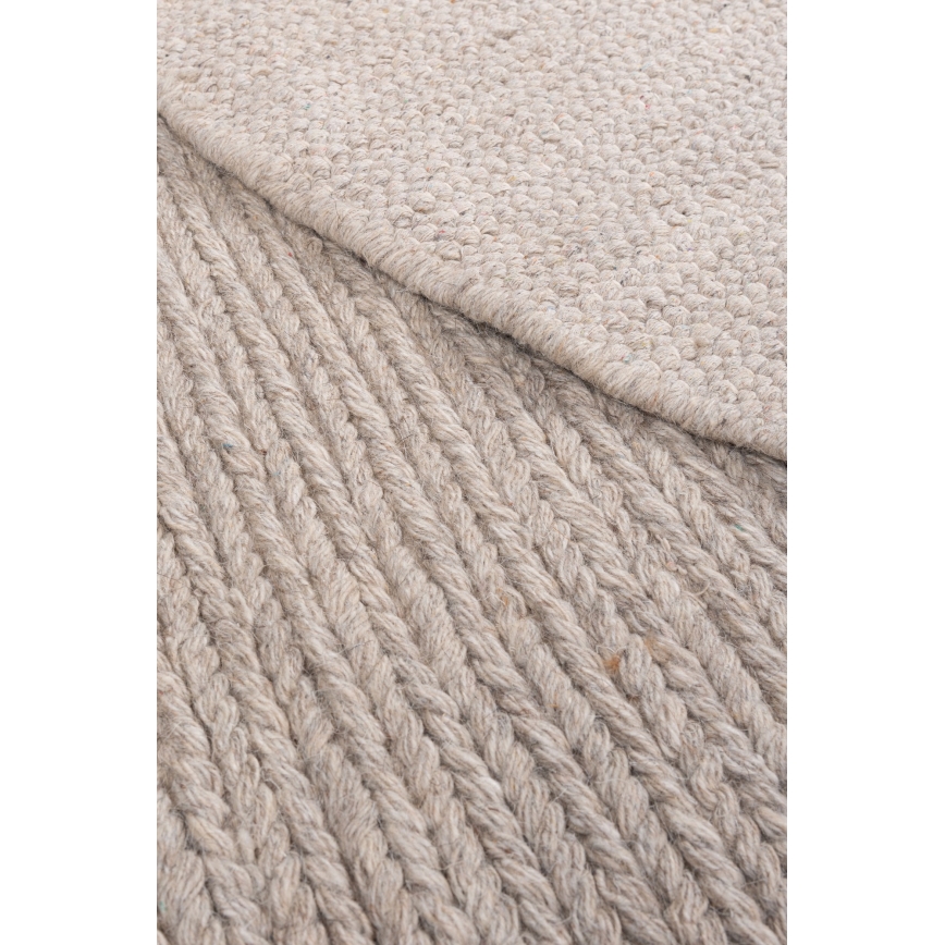 Natural round rug FIR WOOL 160 cm 2600 g/m2 beige