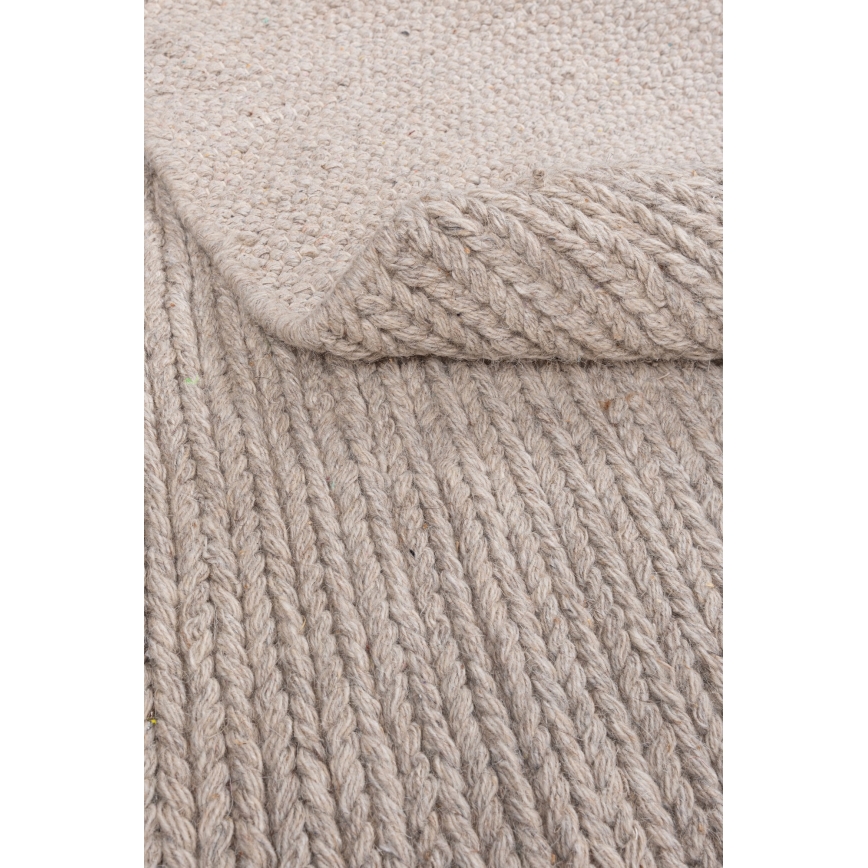 Natural round rug FIR WOOL 160 cm 2600 g/m2 beige