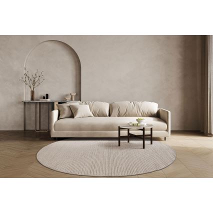 Natural round rug FIR WOOL 160 cm 2600 g/m2 cream